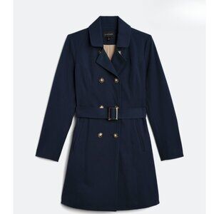 NWT 41 Hawthorn Navy blue trenchcoat with attached belt, long spring jacket